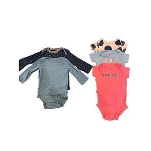 Carter's Set(5) Girl Bodysuits Longsleeve & Short Sleeve Stripe, Poka Dot, Solid
